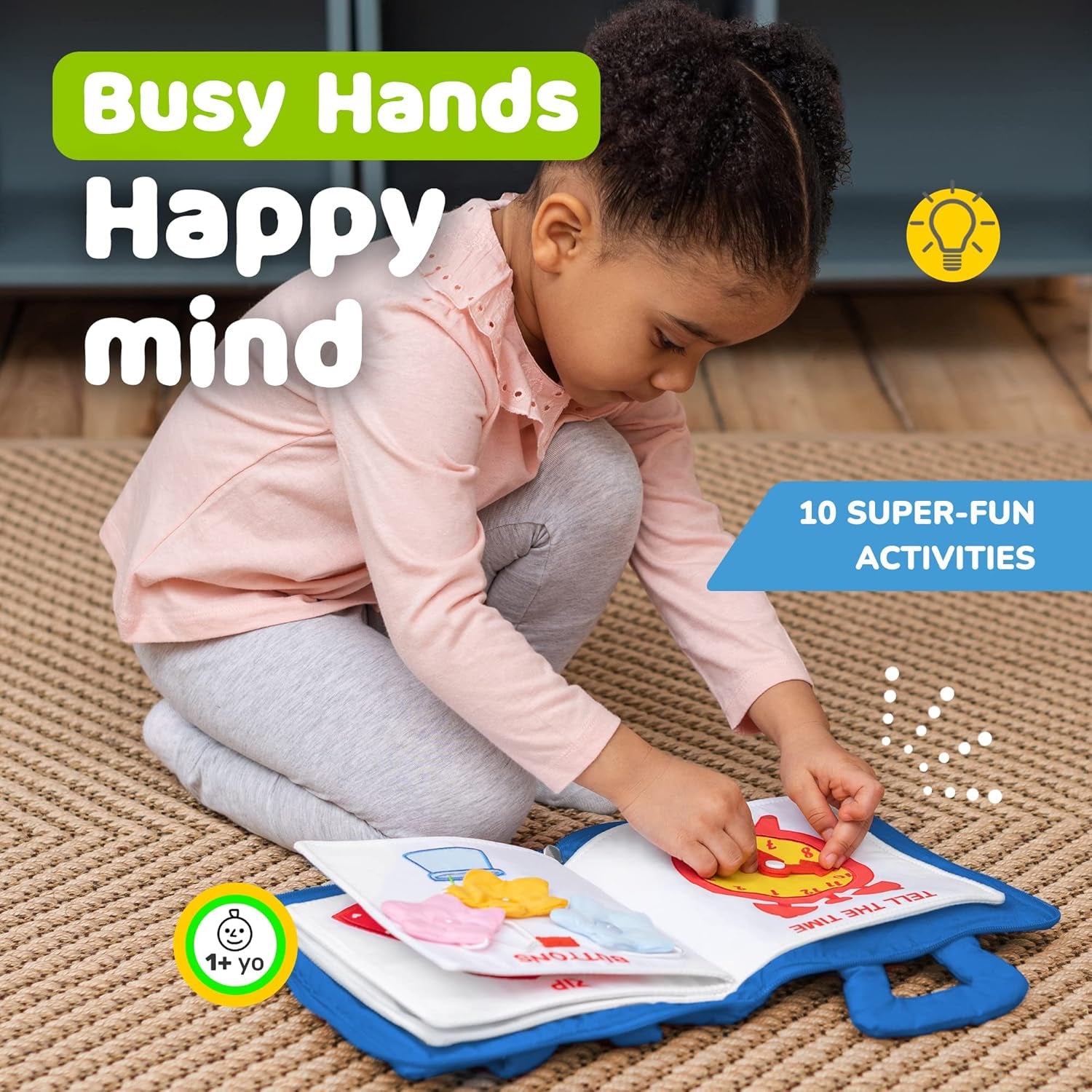Quiet Book Montessori Toys for 1 2 3 Year Old, Busy Book for Toddlers 1-3 Travel Toy with Preschool Learning Activities, Educational Toy with 9 Sensory Toddler Activities for Boys & Girls